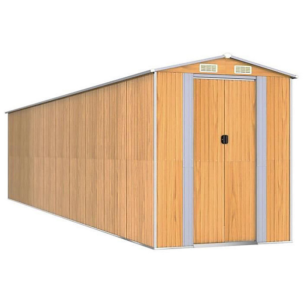 3147479 vidaXL Abri de jardin Marron clair 192x855x223 cm Acier galvanisé