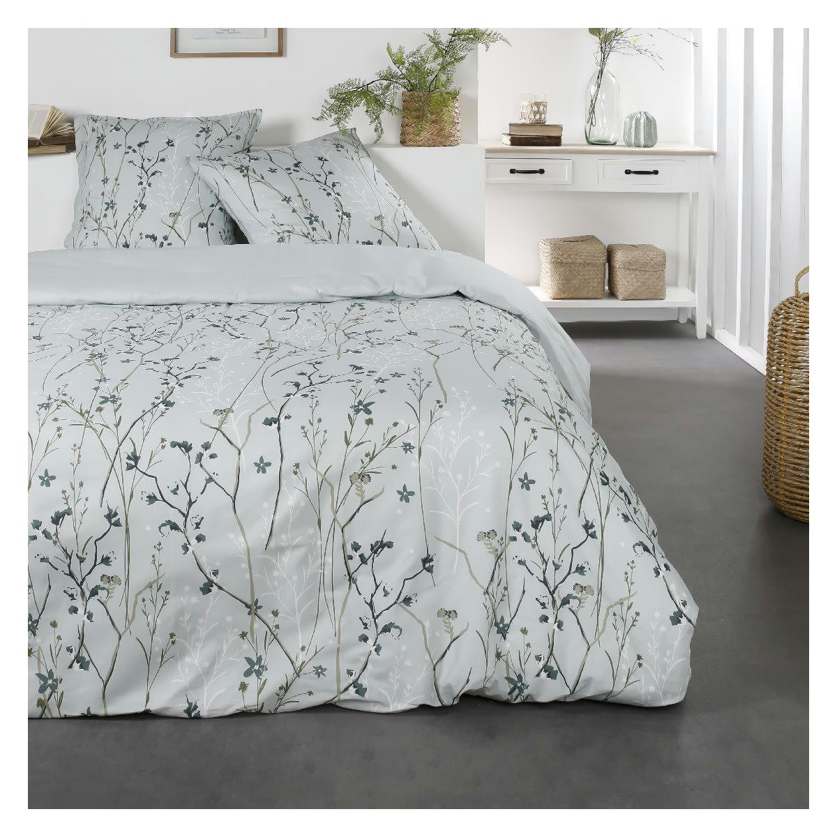 SUNSHINE SASHA - Parure de lit 2 personnes imprimé en Coton Vert 240x260 cm