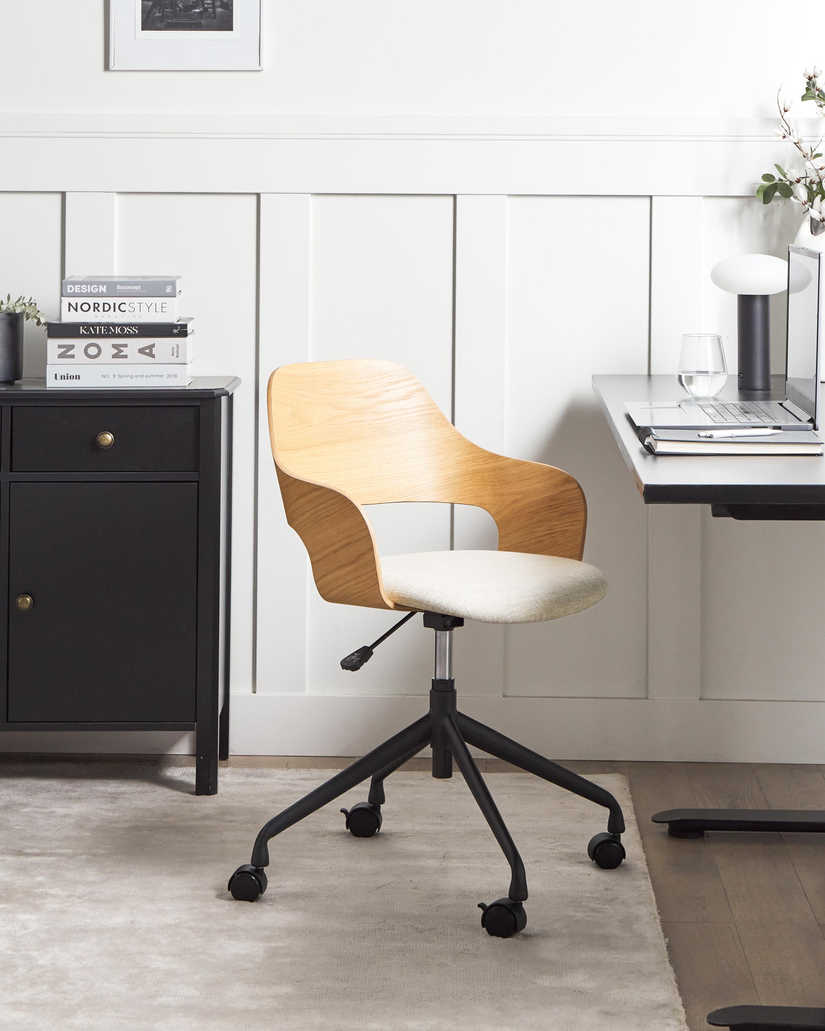 Desk Chair NOVATO Faux Linen Light Beige