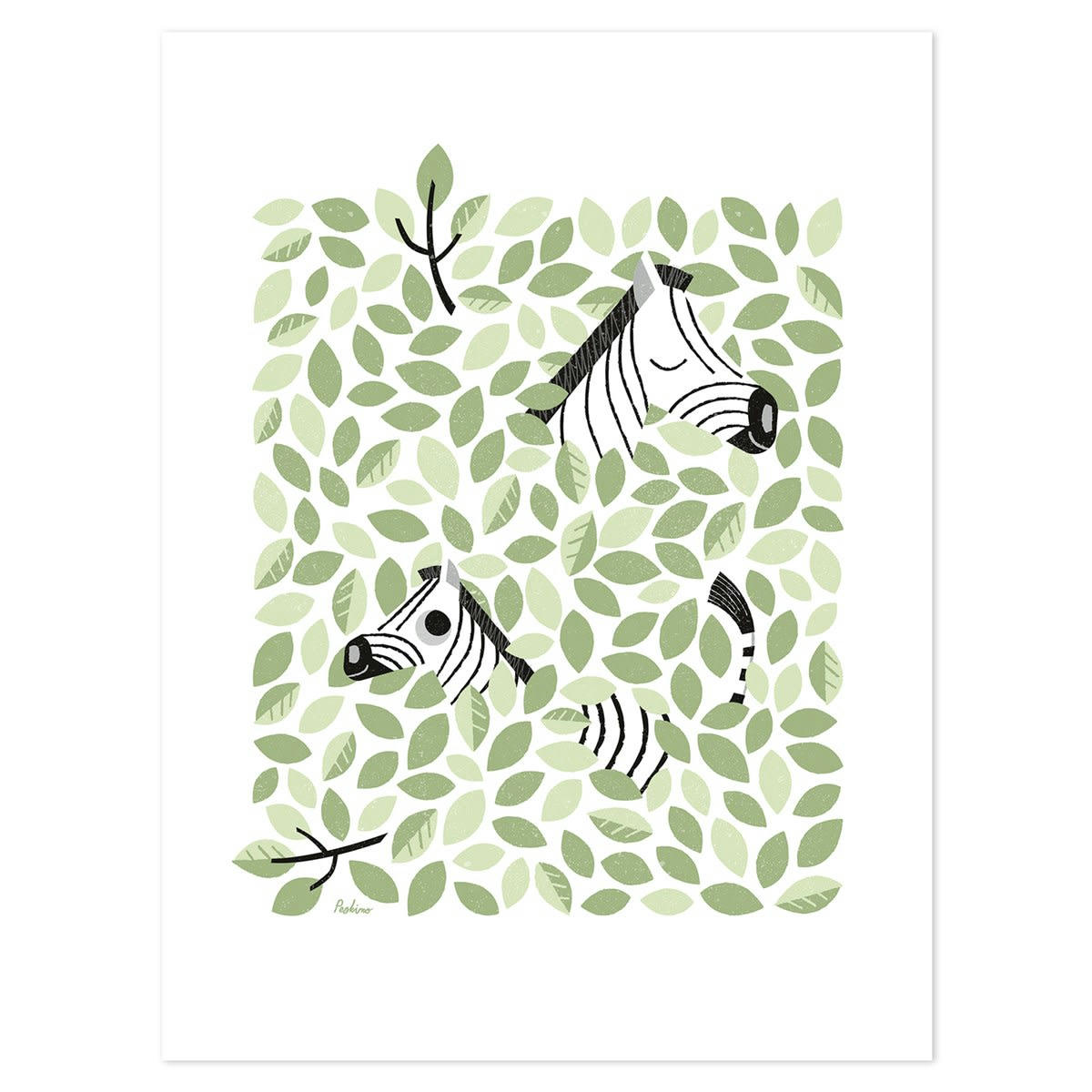 HIDE & SIDE - Affiche moderne zebre en Papier Vert