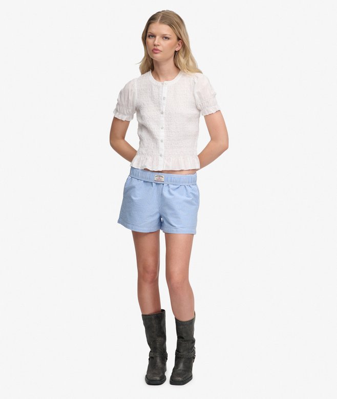Cotton Elastic Check Shorts