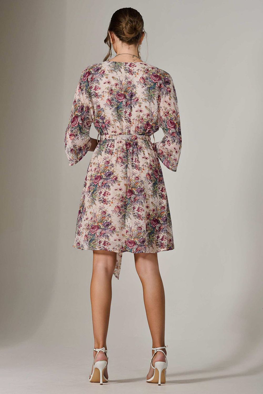 Jolie Moi Chiffon 3/4 Sleeve Mini Dress