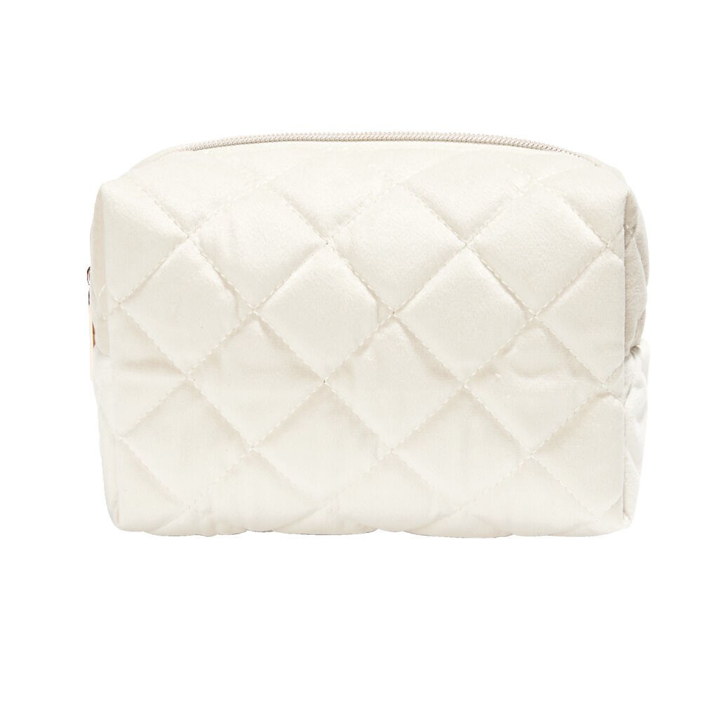 Pochette à cosmétiques en velours beige ou bleu 19x9xH12cm