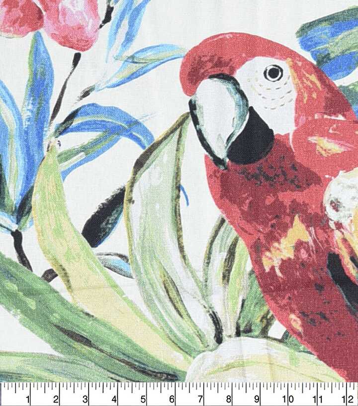 Large Scale Tropical Birds And Leaves Novelty Cotton Fabric