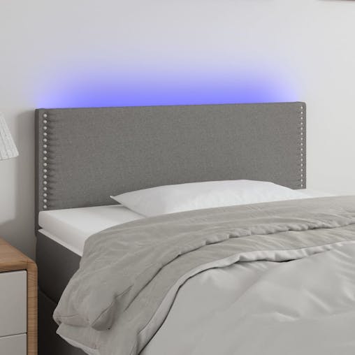 NNEVL LED Headboard Dark Grey 100x5x78/88 cm Fabric