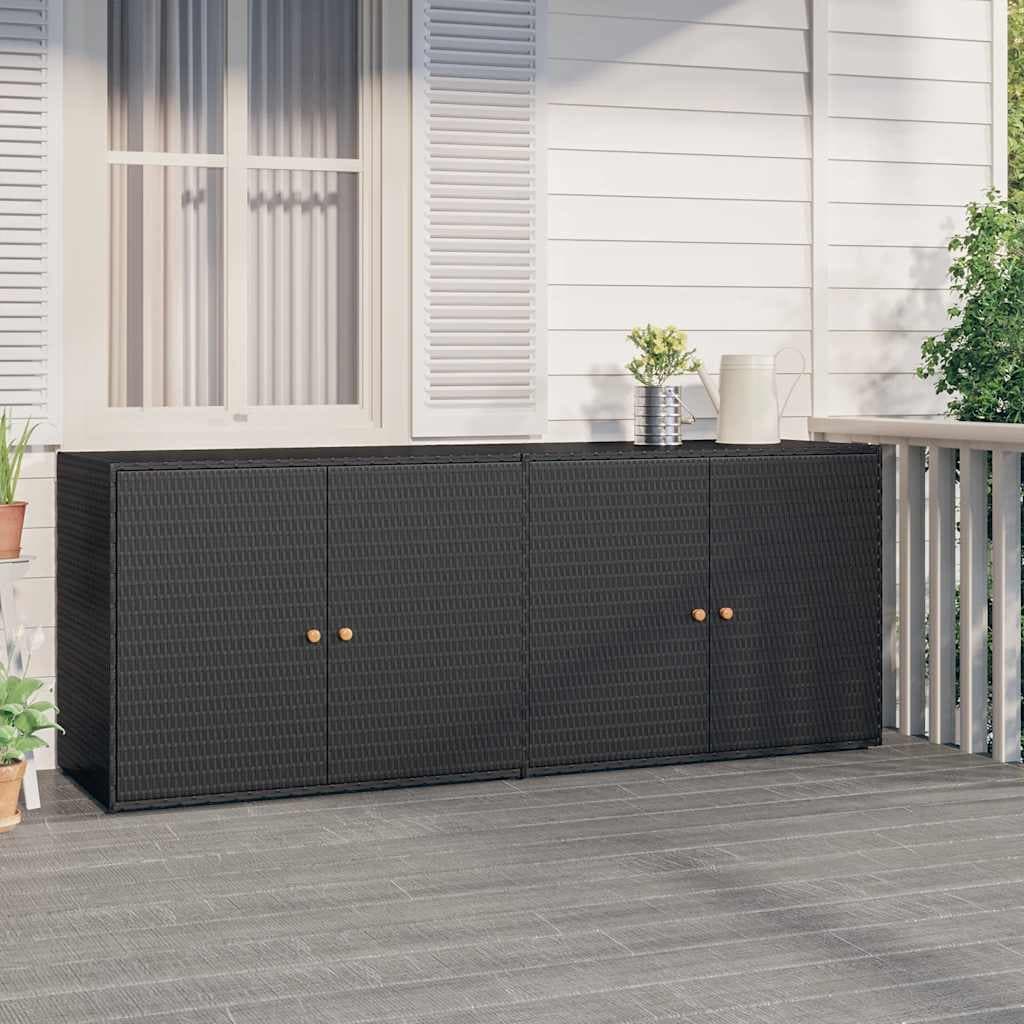 vidaXL Garden Storage Cabinet Black 78x21.9x31.5 Poly Rattan