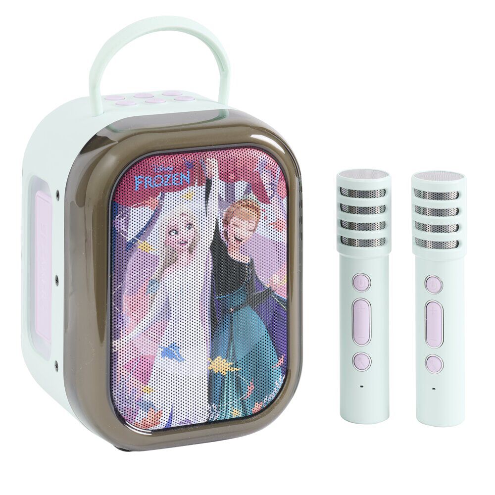 Enceinte karaoké La reine des neiges bluetooth plastique avec 2 micros H22cm