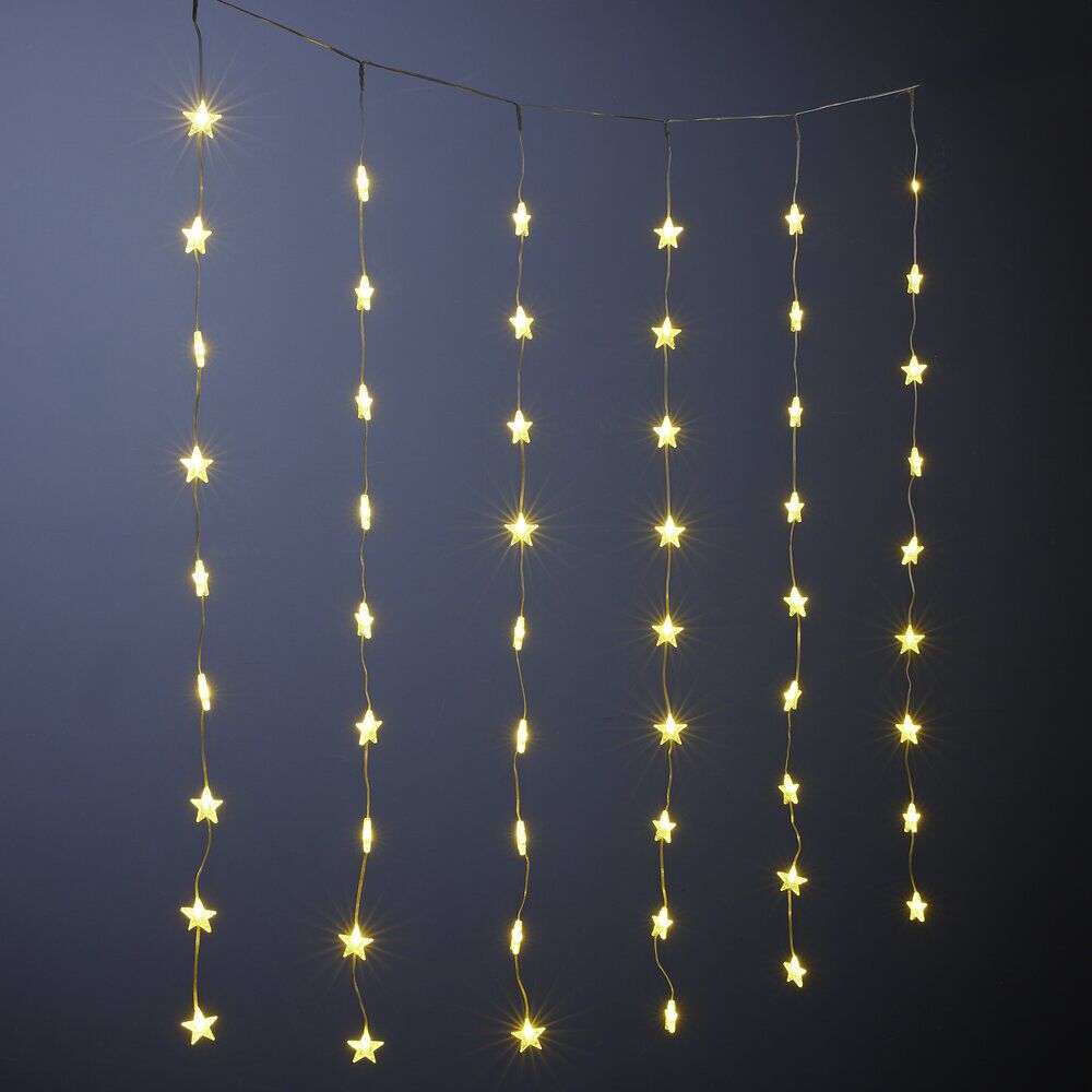 Rideau de fenêtre No&euml;l lumineux 54LED pluie d'étoiles L200cm