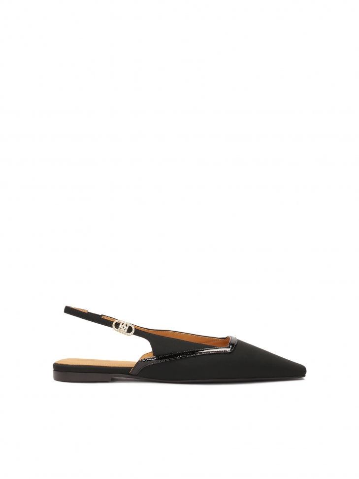 Black flat sole pumps with extended front