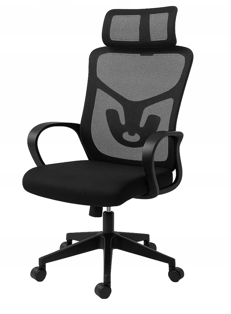 Krzesło biurowe ergonomiczne regulowane obrotowe KB114 czarne