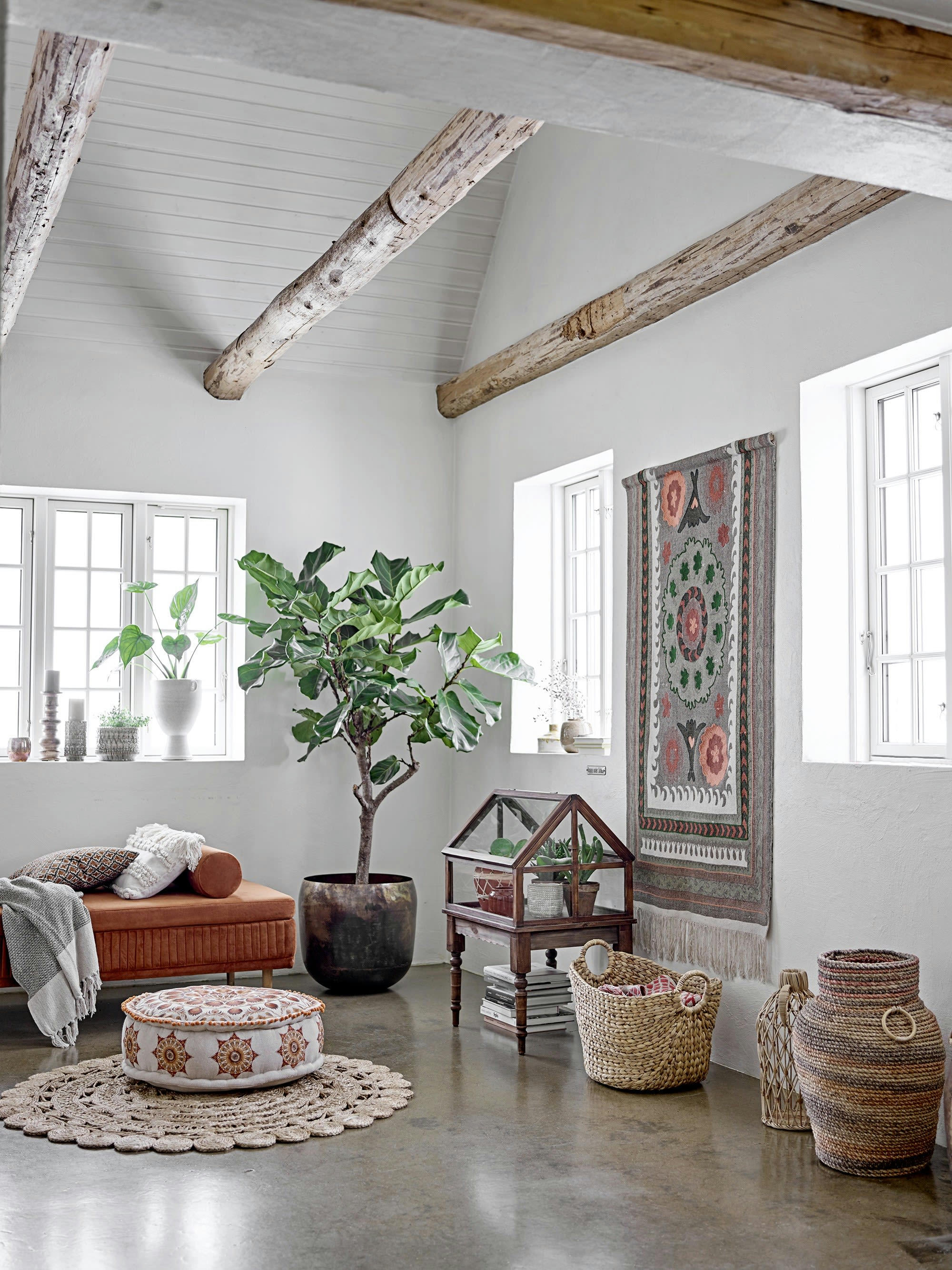 NIOLHAN - Plaid en coton rose