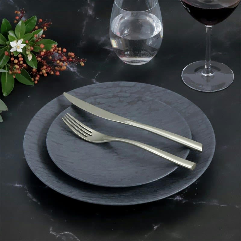 DISTINGO - Ménagère 24 couverts en Acier Inoxydable + PVD Gris