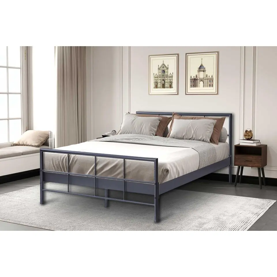 Metalen bed Davy 140x200cm - Grijs