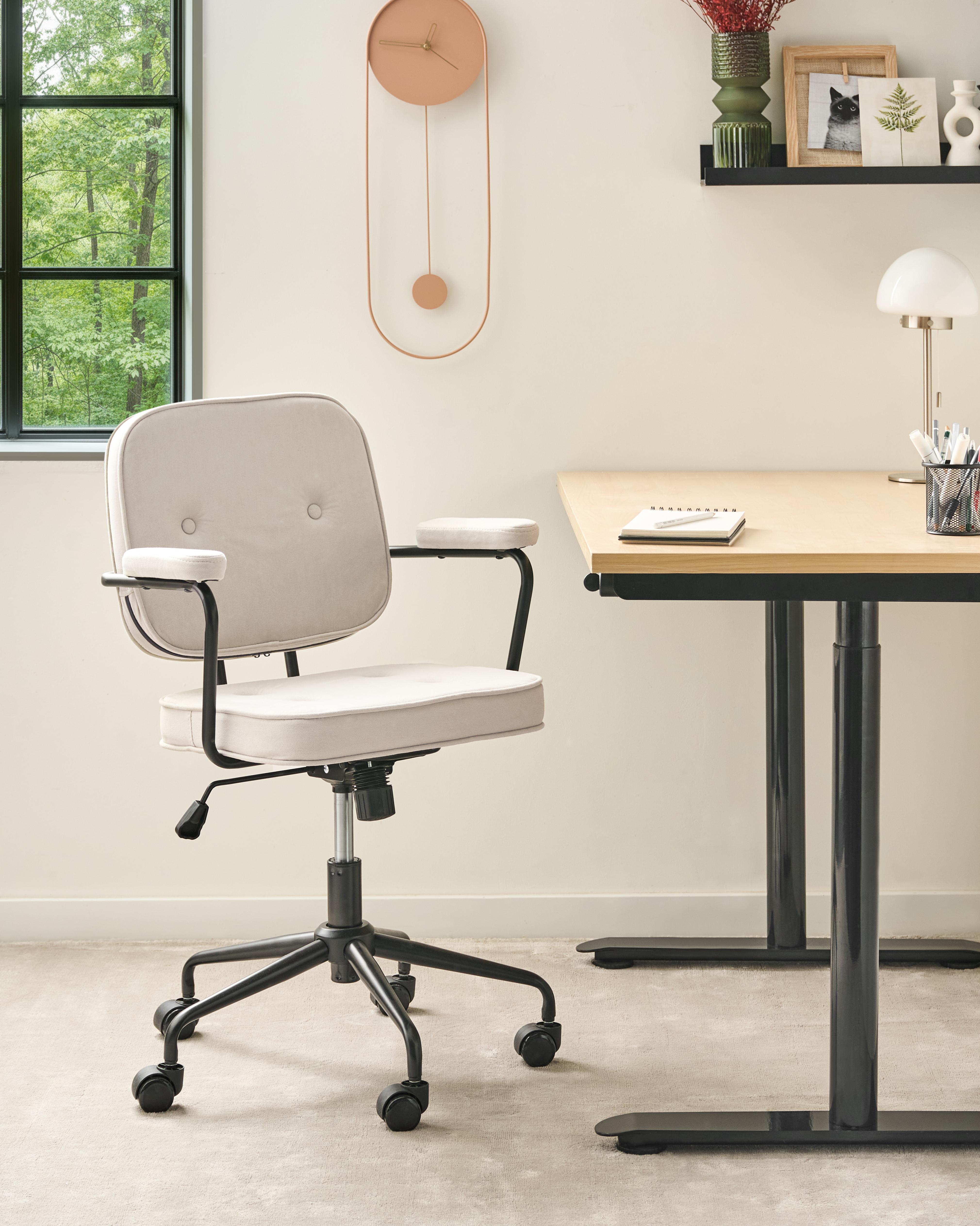 Desk Chair PAWNEE Velvet Light Beige