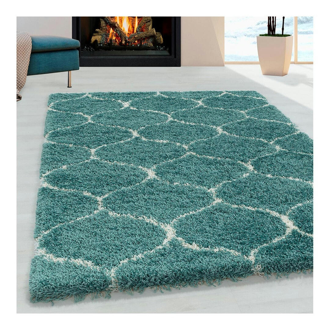 LOKALT - Tapis géométrique baroque en polypropylène bleu 240x340