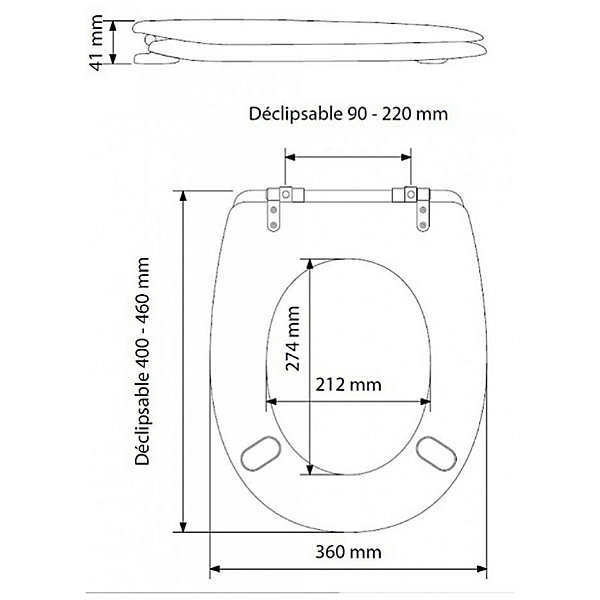 Abattant déclipsable au style béton armé (36x46.5 cm - Gris clair)
