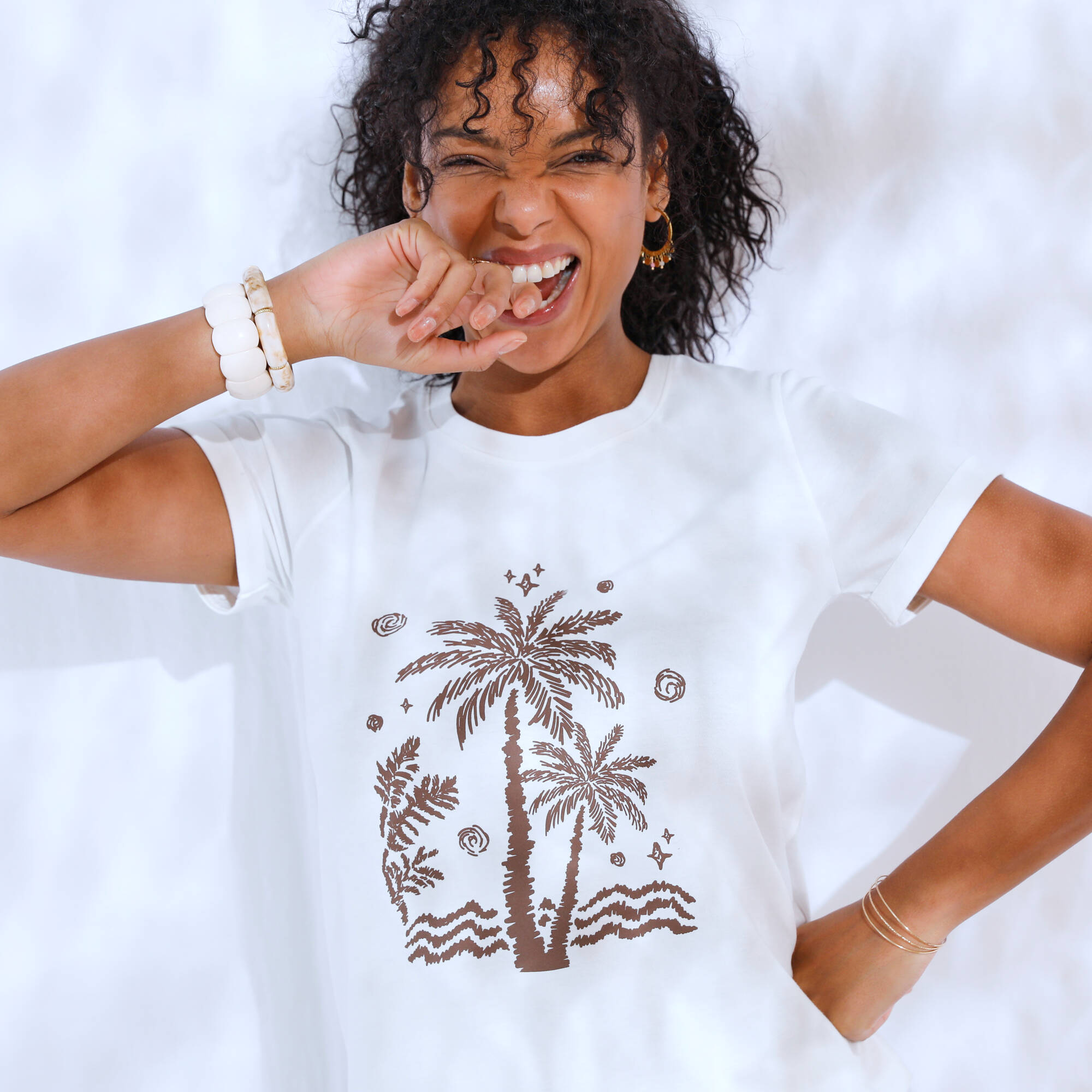 T-shirt manches courtes imprimé palmiers