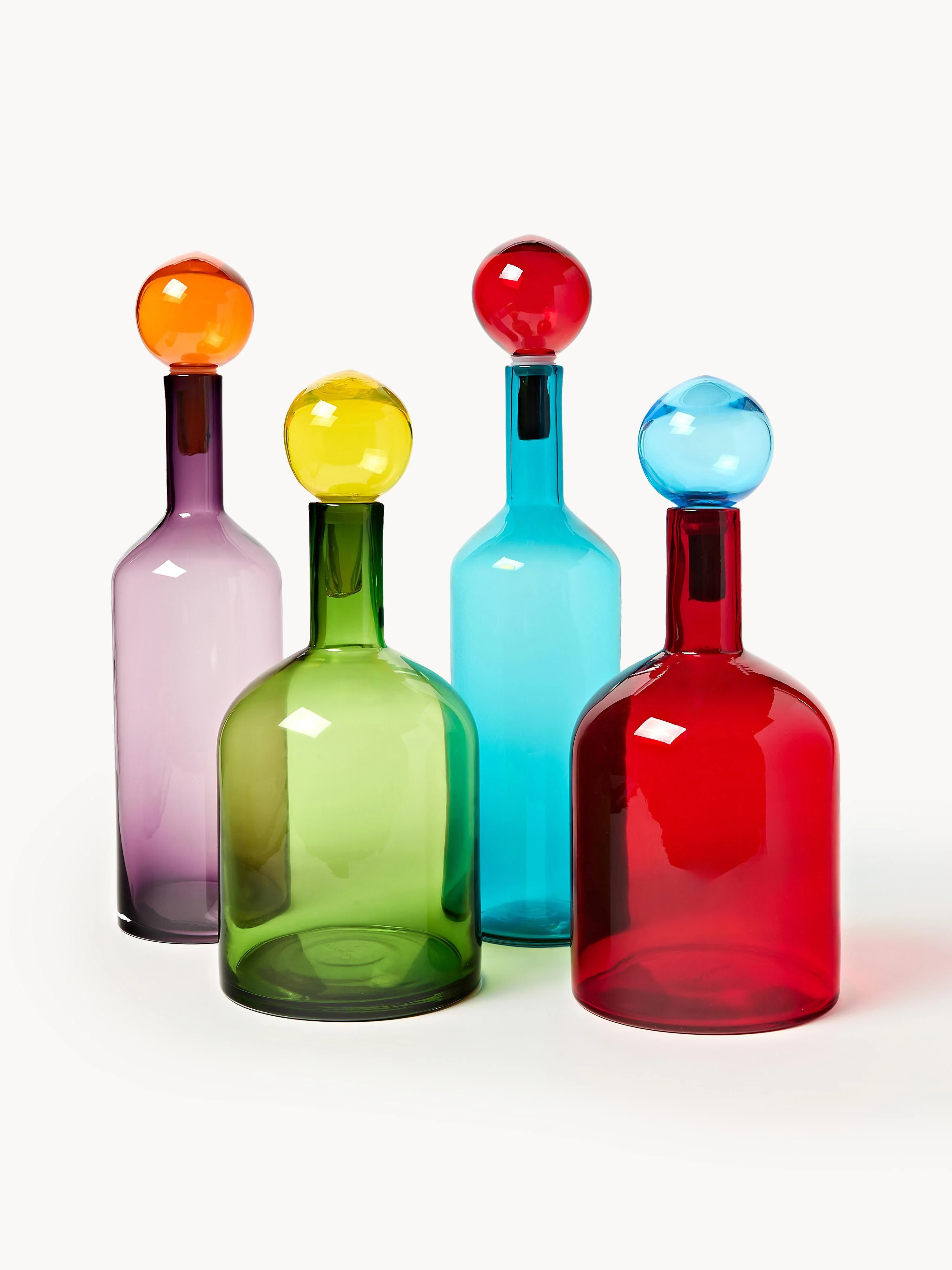 Mundgeblasene Deko-Flaschen Bubbles, 4er-Set