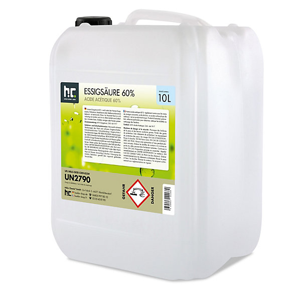 Acide Acétique 60 %, 12 x 10 L : Nettoyant Concentré,Et économique Pour Un Usage Ménager Polyvalent