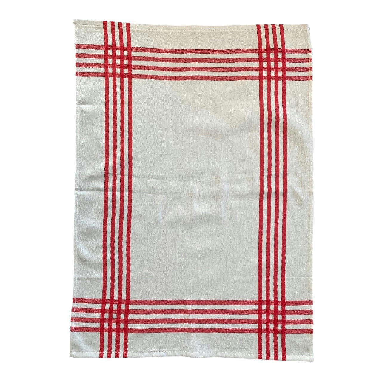 Rayures classiques - Deux Duos torchons assortis bicolores rayés rouges 50 x 70