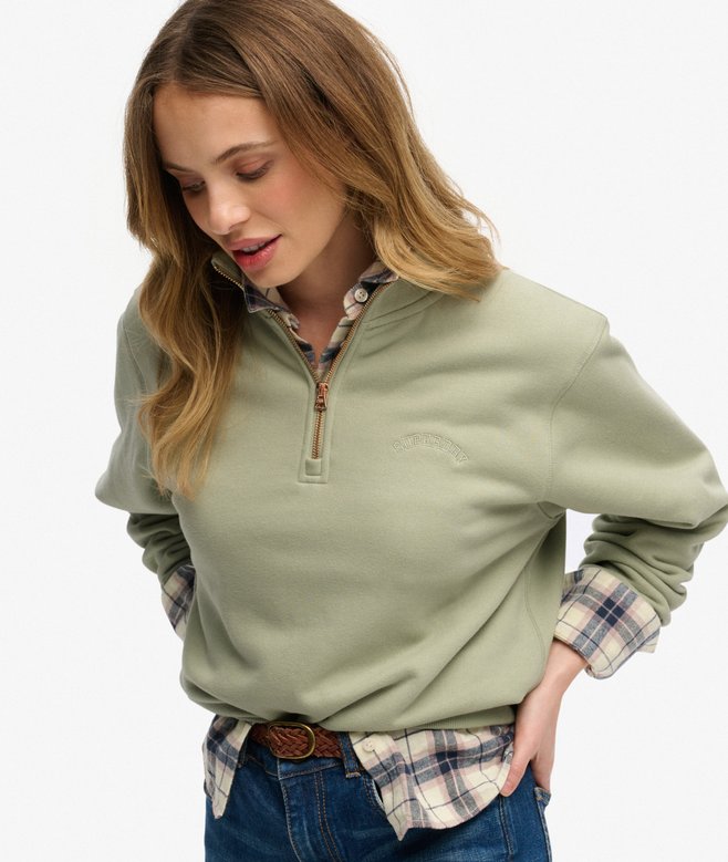 Essential Logo Embroidered Half Zip Jumper