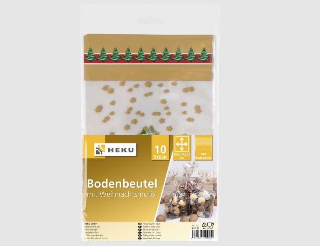 Bodenbeutel mit Weihnachtsmotiv 10 Stück