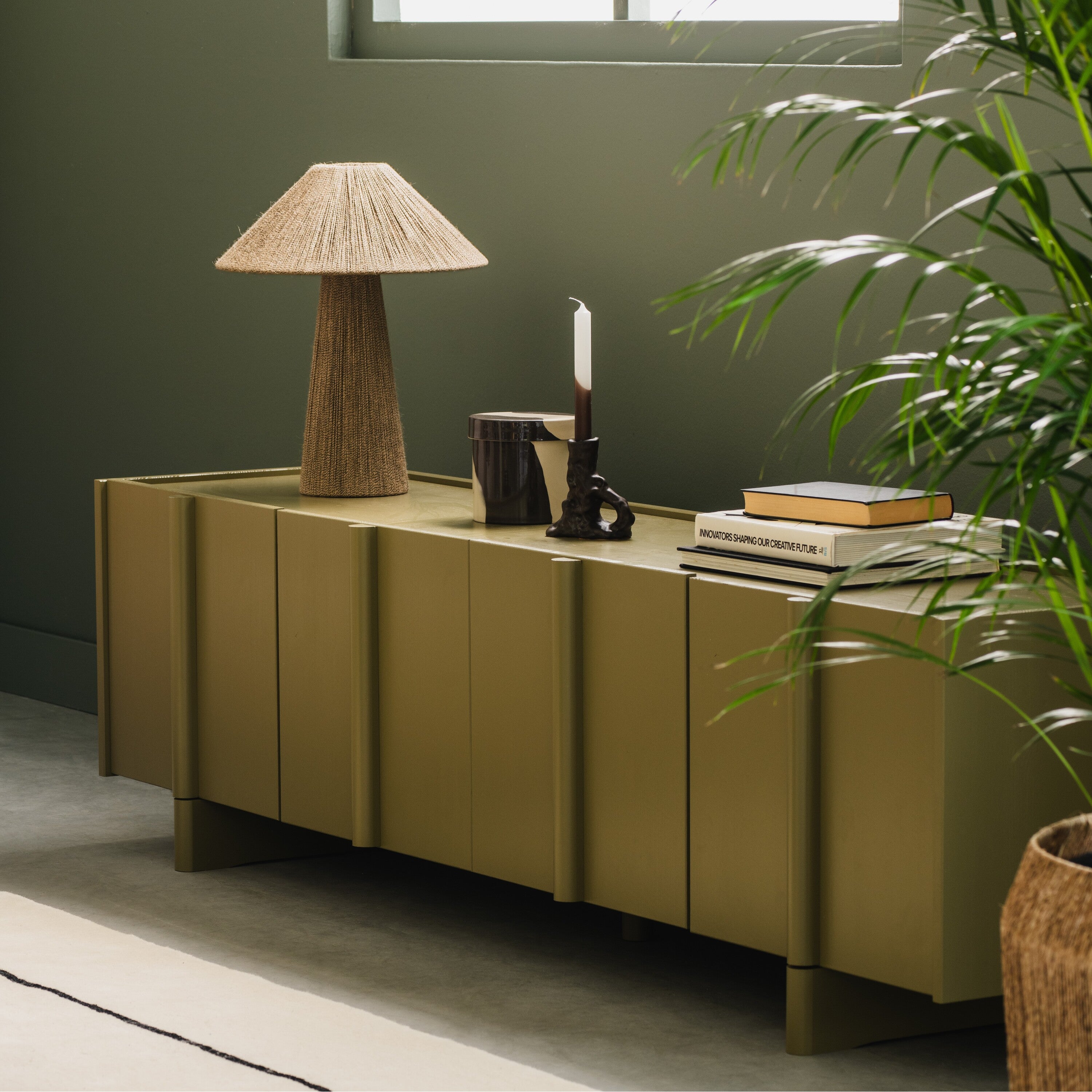 WOOOD Basu Tv-meubel Grenenhout B 200 cm - Moss