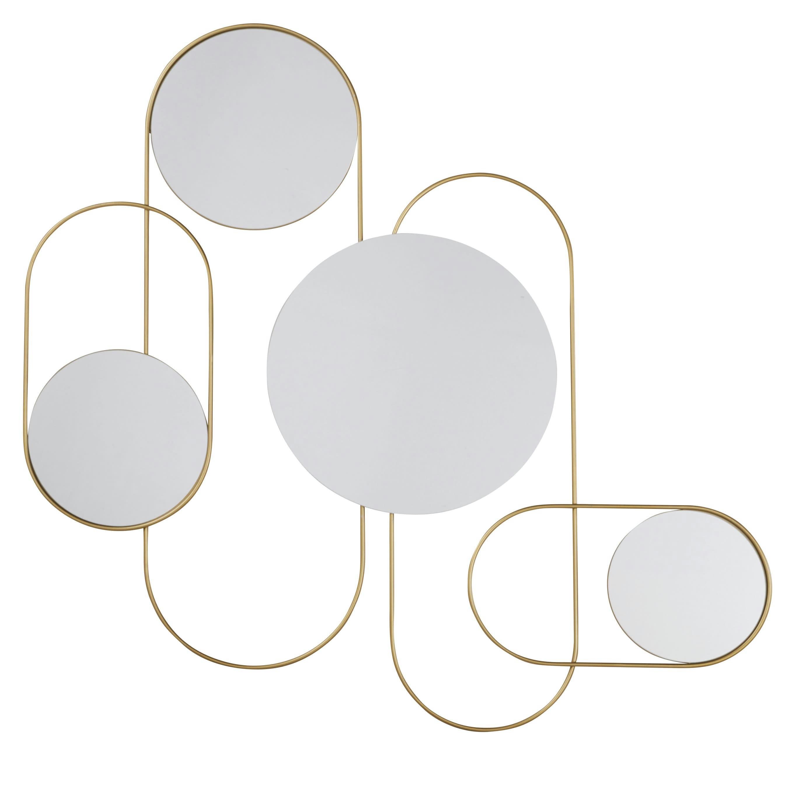 SAMUEL - Déco murale en métal doré et miroirs 123x119