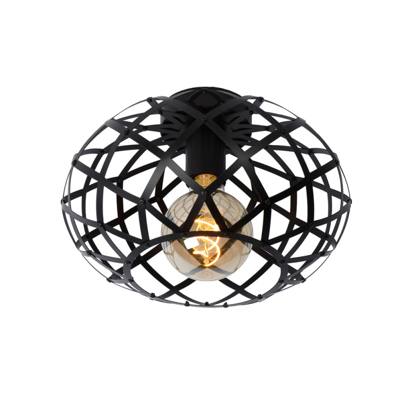 Plafonnier Wolfram noir Ø 30 cm E27 40 W LUCIDE