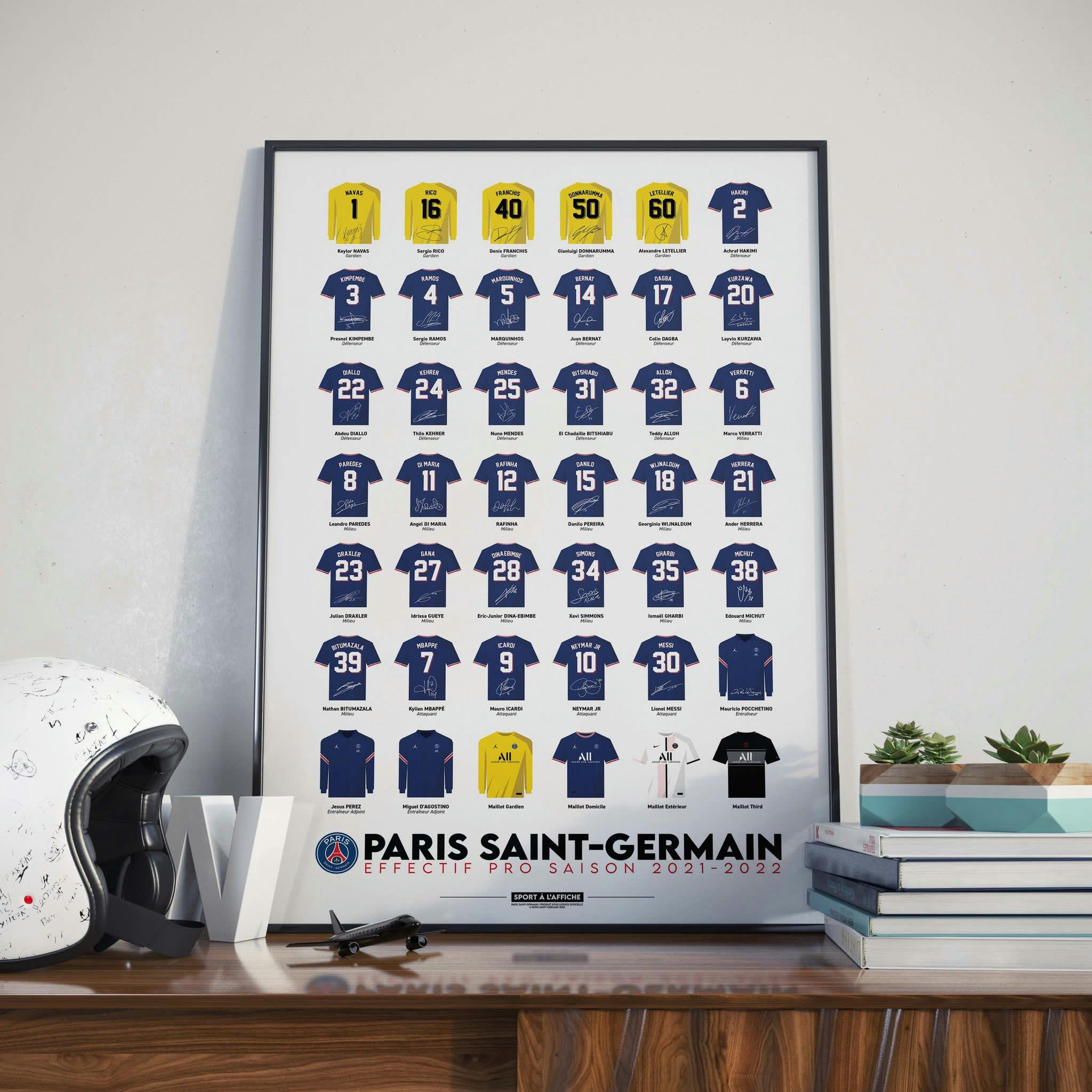PSG - Affiche Football PSG - Effectif 2021/2022 40 x 60 cm