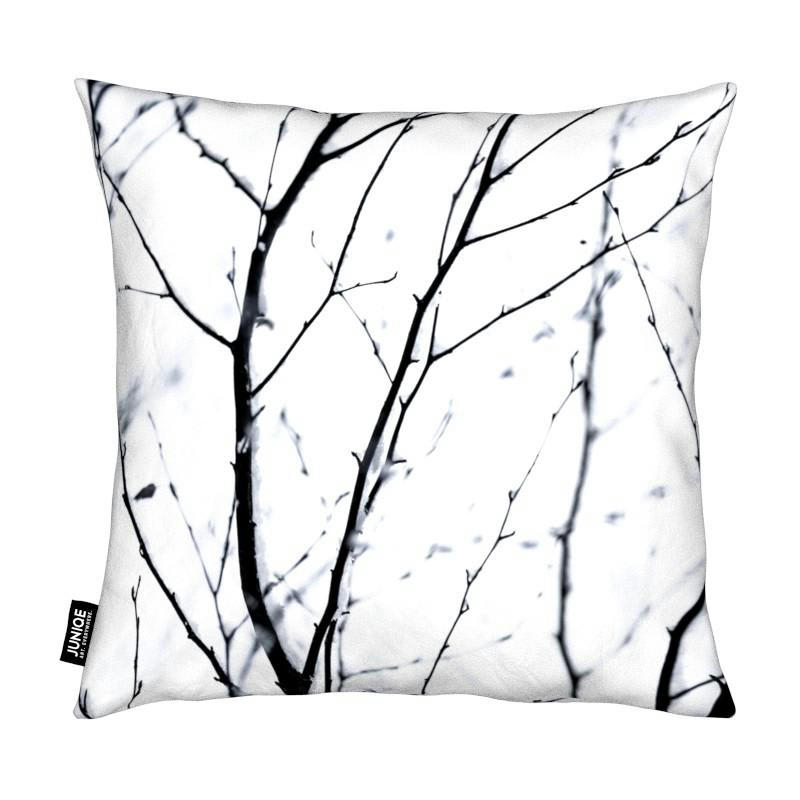 WINTER SILHOUETTES 3 - Coussin en microfibre en blanc & noir 40x40