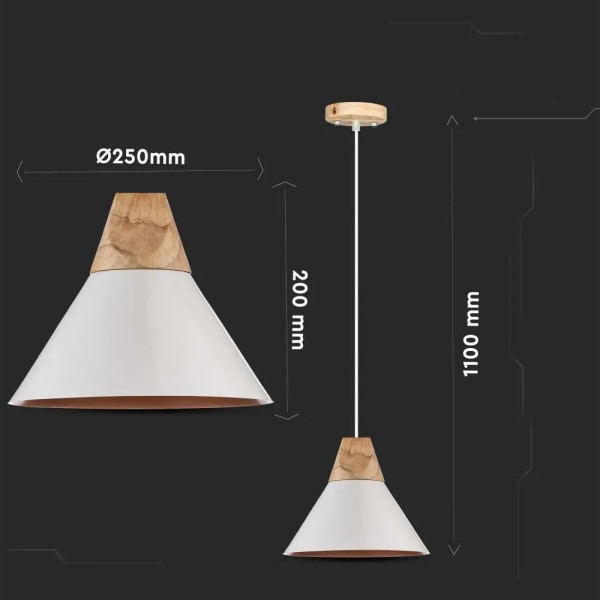 Lampa wisząca biała VT-7425 1xE27x60W wym: 110x4x25 cm V-TAC