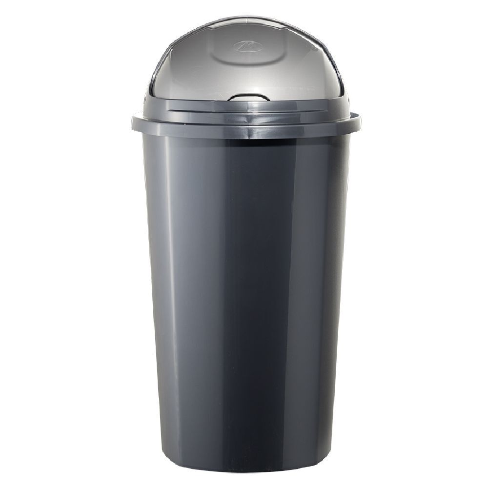 Poubelle à rabat plastique noir gris 50L