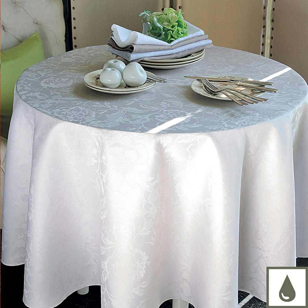 MILLE CHARMES NACRE - Nappe ronde enduit imperméable pur coton  Diam. 175 cm