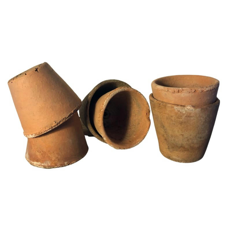 - 6 véritables pots anciens en terre cuite