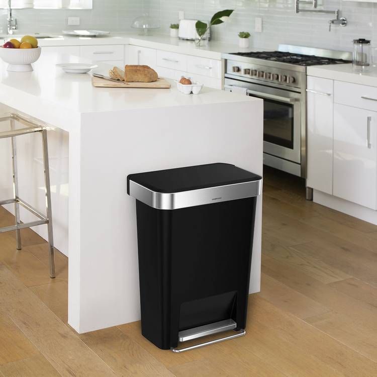 Simplehuman 45 Litre Plastic Rectangular Pedal Bin - Black