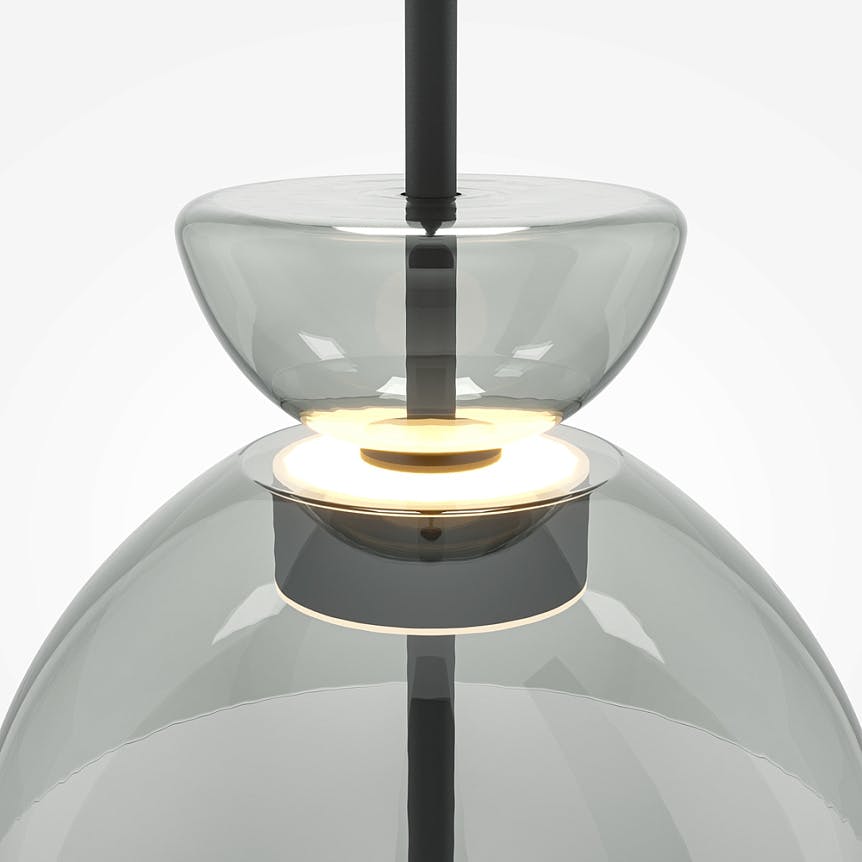 Suspension LED moderne - verre fumé silhouette cloche NORA