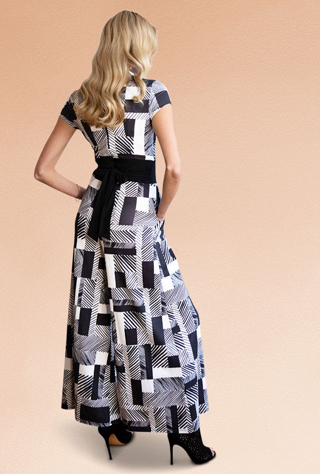 Hot Squash V Neck Wide Leg Jumpsuit with Cap Sleeves