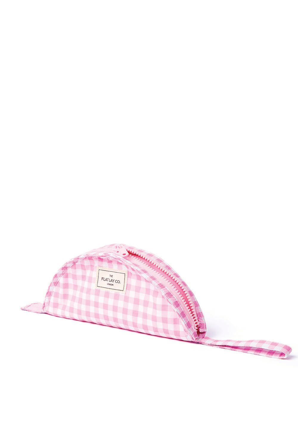The Flat Lay Co Parachute Lunar Flat Lay Makeup Pouch - Pink Gingham