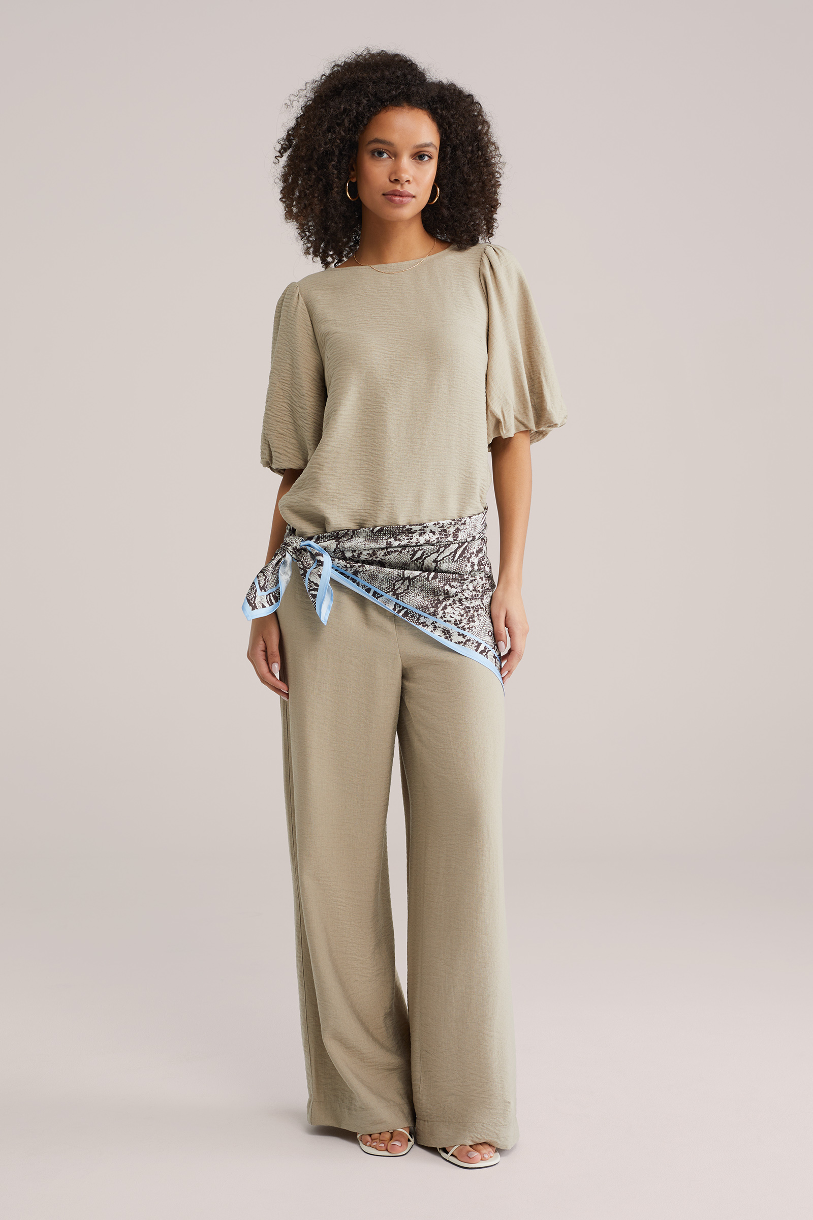 Dames wide leg broek met structuur