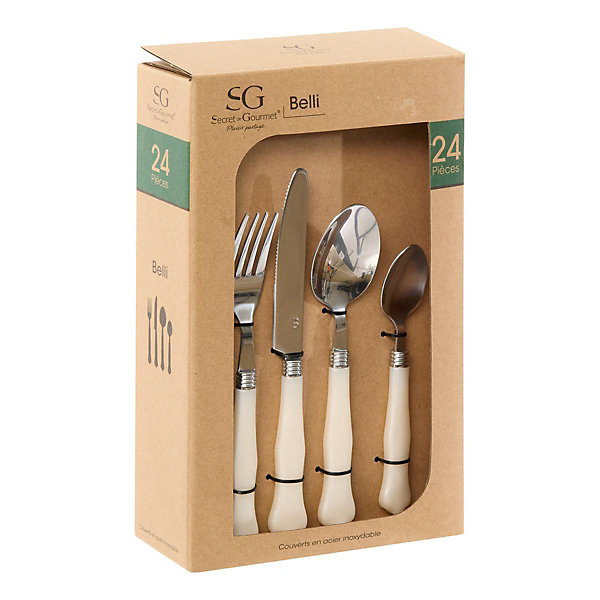 Ménagère Bellissima 24 pièce(s) ivoire L1,9xp1,8xH21cm - Atmosphera