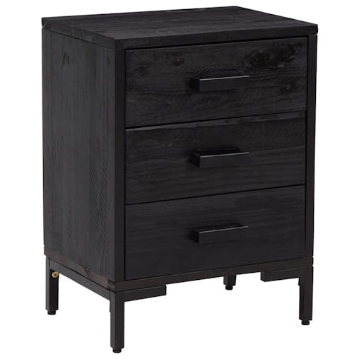 NNEVL Bedside Cabinets 2 pcs Black 36x30x54 cm Solid Wood Pine