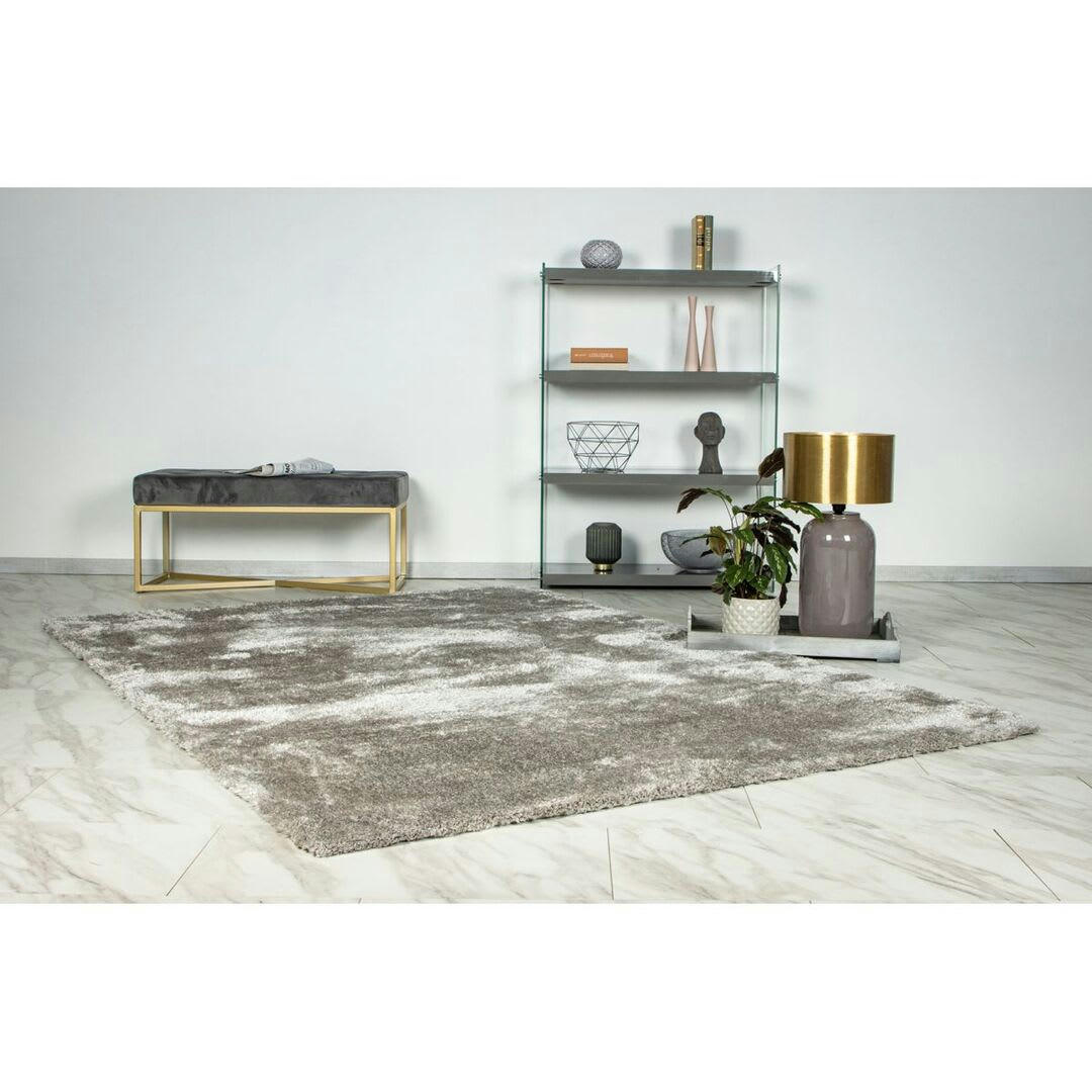 KARLA - Tapis uni design en polyester argenté 200x290
