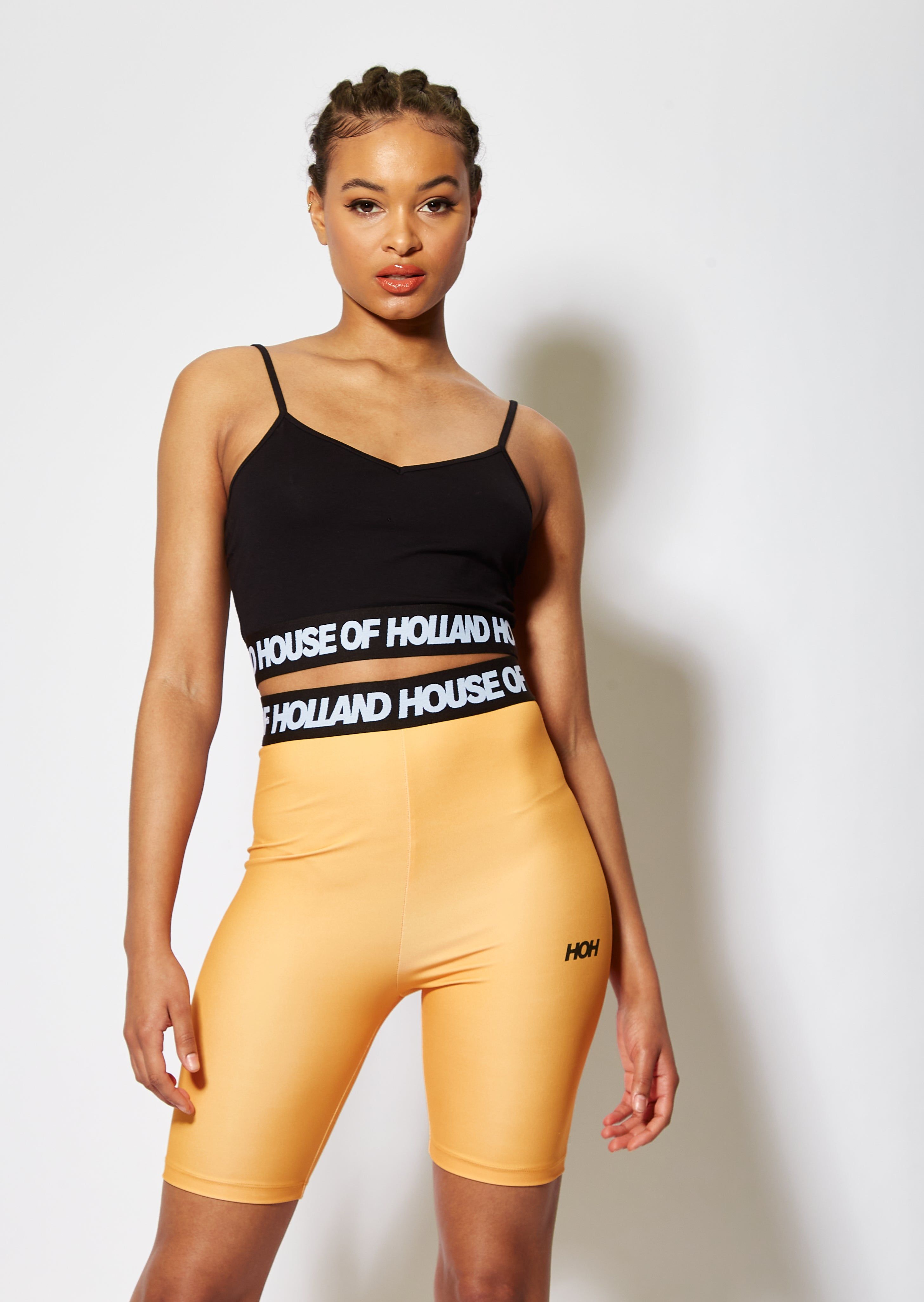 House of Holland Orange And Black Cycle Shorts