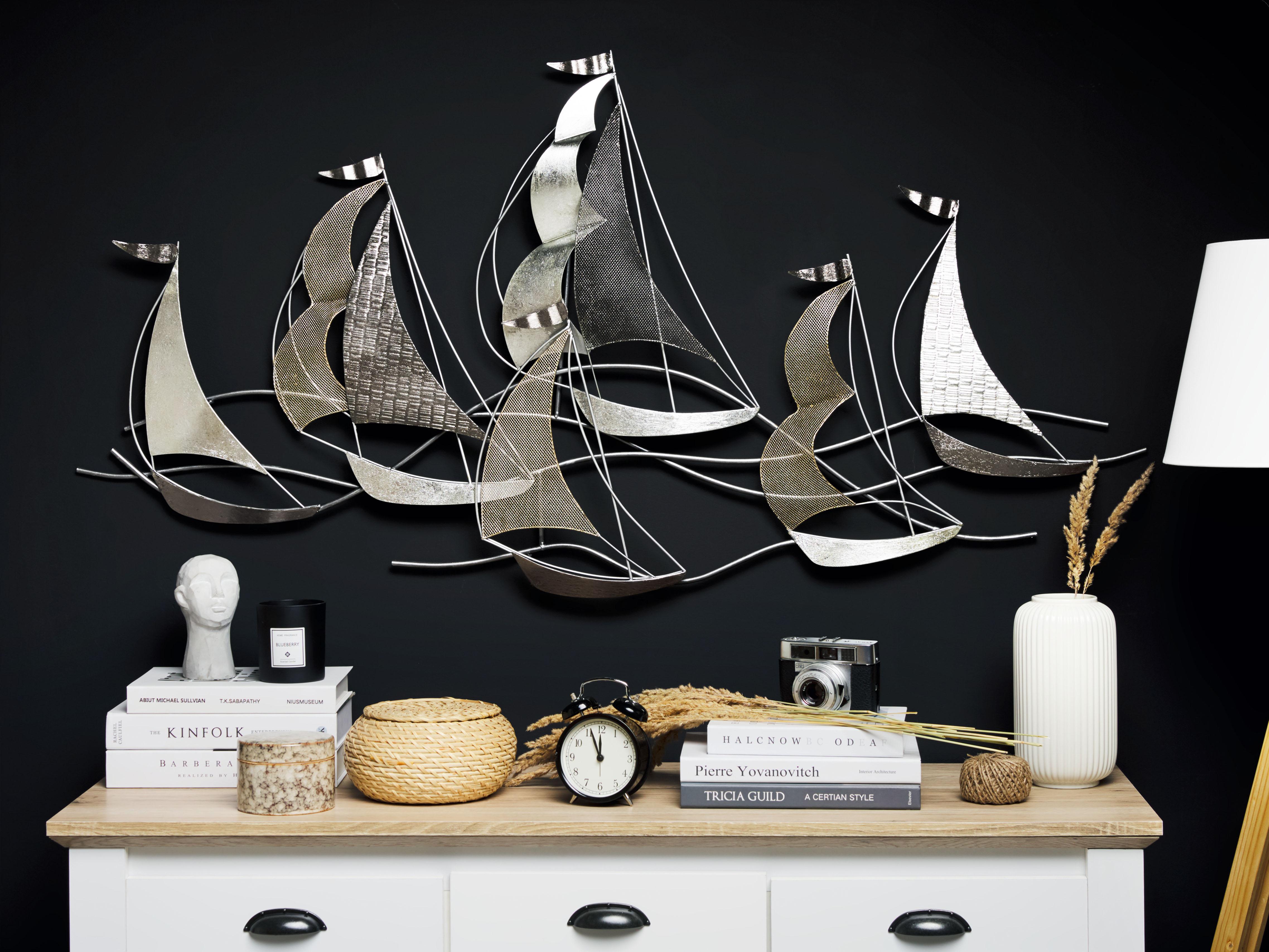 Wall Decor Ship AMERICIUM Metal 67 cm Silver