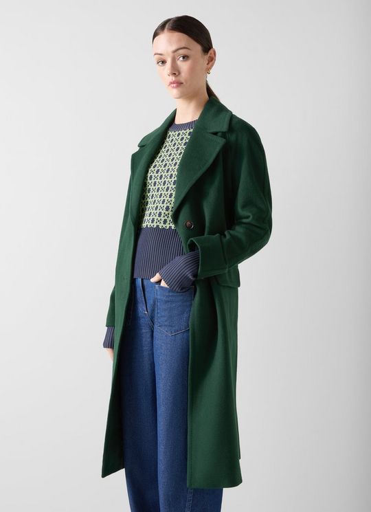 Tori Dark Green Wool-Blend Coat