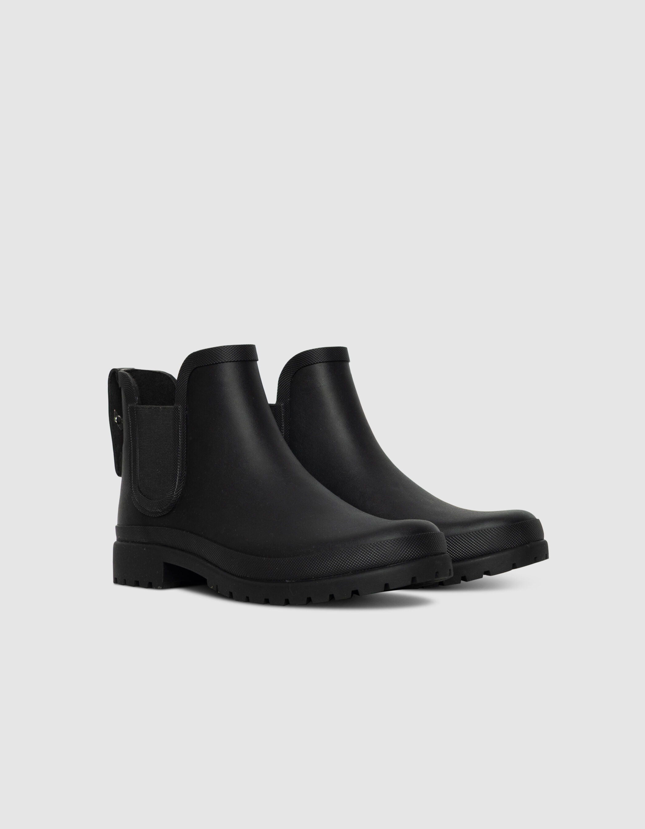 Chelsea boots de pluie noirs semelles crantées Femme