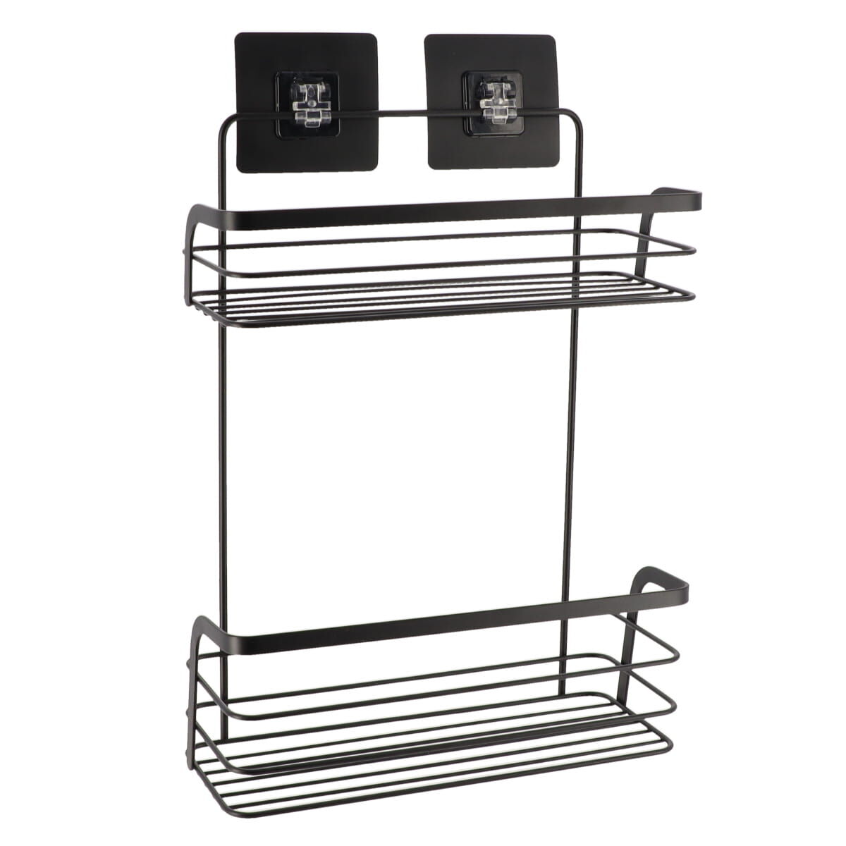Prateleira wc preto 2 nívies em metal com adesivo