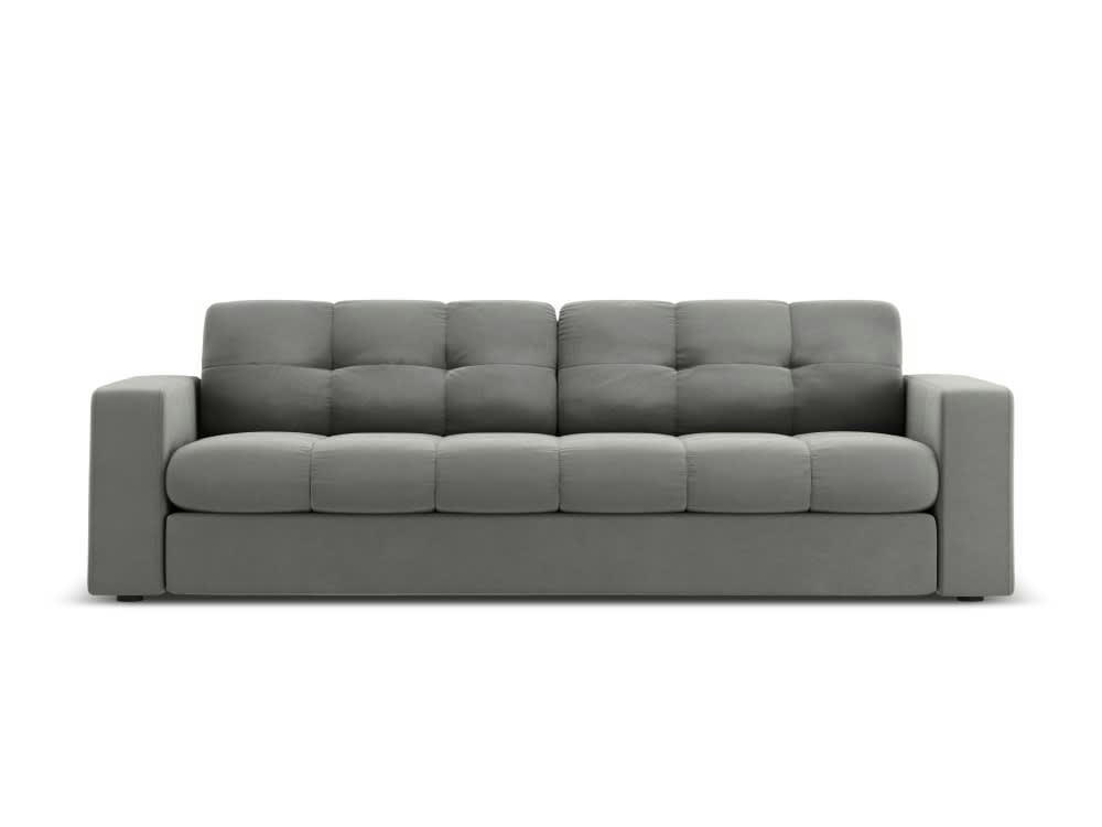 JUSTIN - Canapé 3 places en velours gris clair