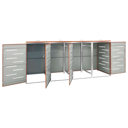 NNEVL Quadruple Wheelie Bin Shed 276.5x77.5x115.5 cm Stainless Steel